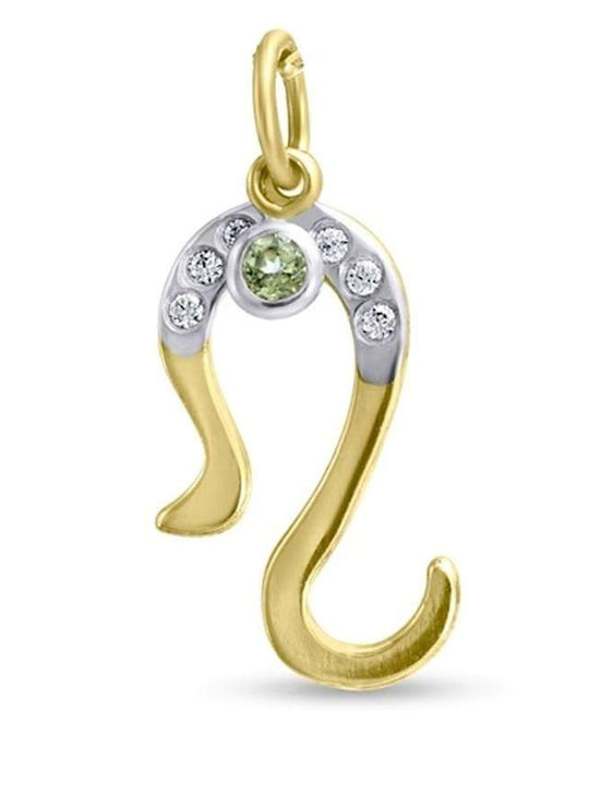 Leo Zodiac Sign Charm in 9 K Gold with Zircon KR2962