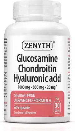 Zenyth Glucosamină Condroitină Acid Hialuronic 40mg Supliment Pentru Sănătatea Articulațiilor și Oaselor 60 Capsule