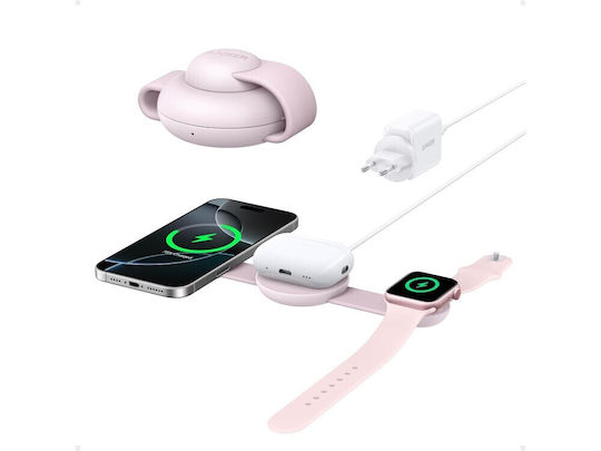Anker Magsafe Charger 15W Pink (MagGo A25M8 3-in-1 Foldable Pad)
