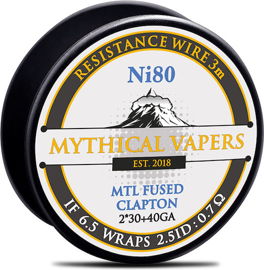 Mythical Vapers Wire Mtl Fused Clapton Ni80 2*30+40ga 3m