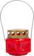 Hexagonal Plastic Candle Lantern with Metal Lid Handle 1 Piece Red