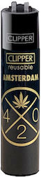 Clipper Lighter Flame Amsterdam F-Love Black