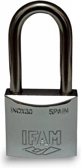 IFAM Stahl Vorhängeschloss Verlängert mit Schlüssel 30mm Silver 1Stück