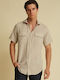 Short-sleeved Cotton Shirt Beige