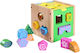 Cub educațional sortare forme și numere pentru copii 1 an+ din lemn 15x15 cm multicolor