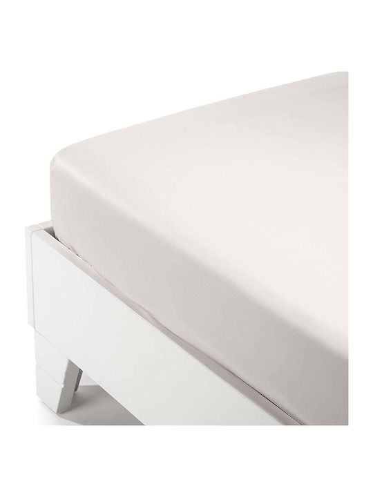 White Fabric Savoy Σεντόνι King Size με Λάστιχο...