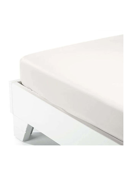 White Fabric Savoy Σεντόνι King Size με Λάστιχο...