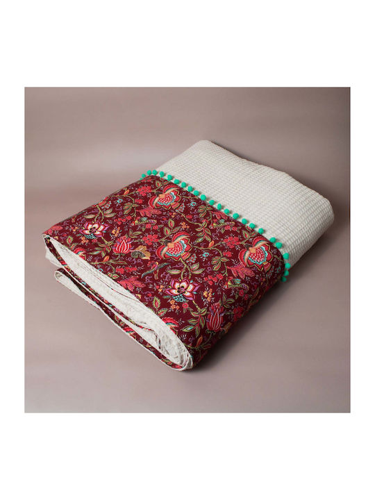 White Fabric Pia Piqué Decke Moni 170x245cm Weiß