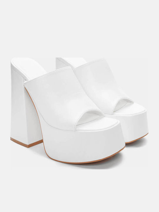 Luigi Mules με Τακούνι σε Λευκό Χρώμα 4534004