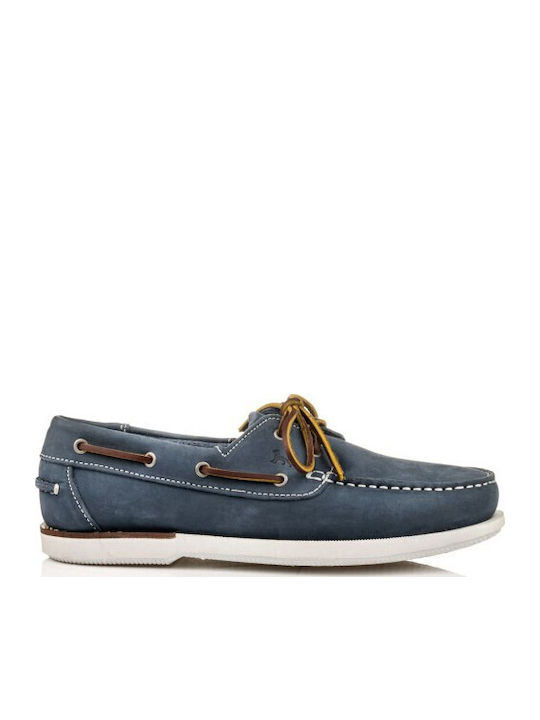 Boxer Men's Leather Boat Shoes Blue