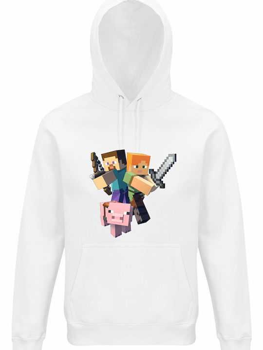 Παιδικό Φούτερ με Κουκούλα White Minecraft Char...