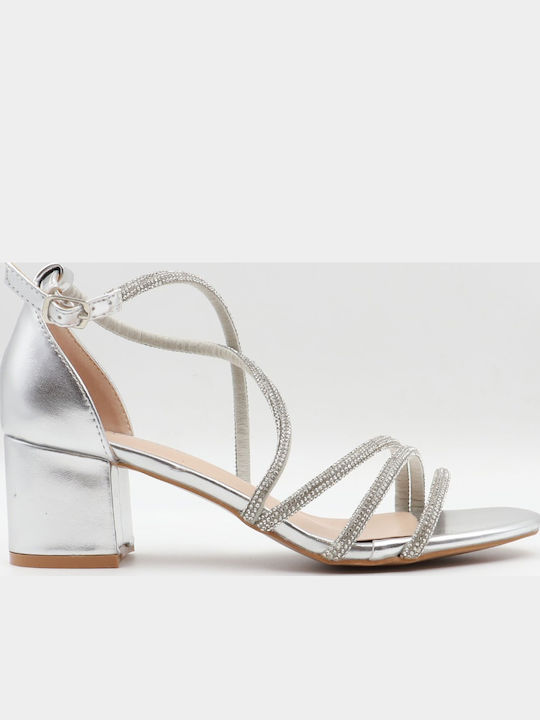 Tulipano Sandals with Strass Silver