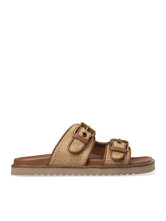 Women's Flat Sandals in Beige Color