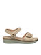 Women's Flat Sandals with Strap in Beige Color