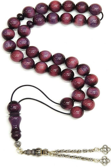 Roloi Komboloi Mastic Worry Beads with 33 Beads Purple 38cm