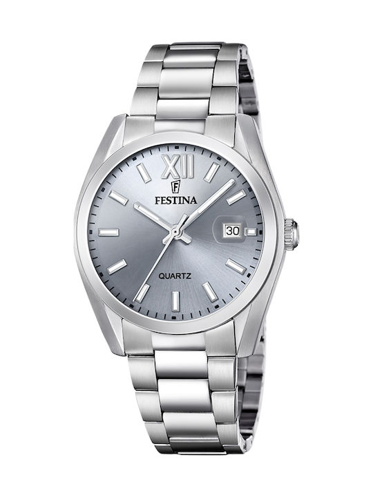 Festina Ανδρικό Ρολόι 40mm Μπαταρίας με Ασημί Μ...