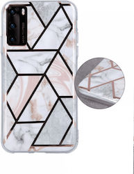Carcasă geometrică din marmură Huawei P40 Pro roz Carcasă geometrică din marmură Huawei P40 Pro roz