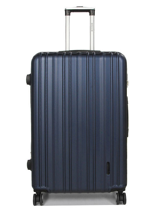 WORLDLINE Large Travel Suitcase Hard Blue with 4 Wheels Height 74cm
