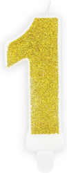 Candle Number 1 White Gold Glitter