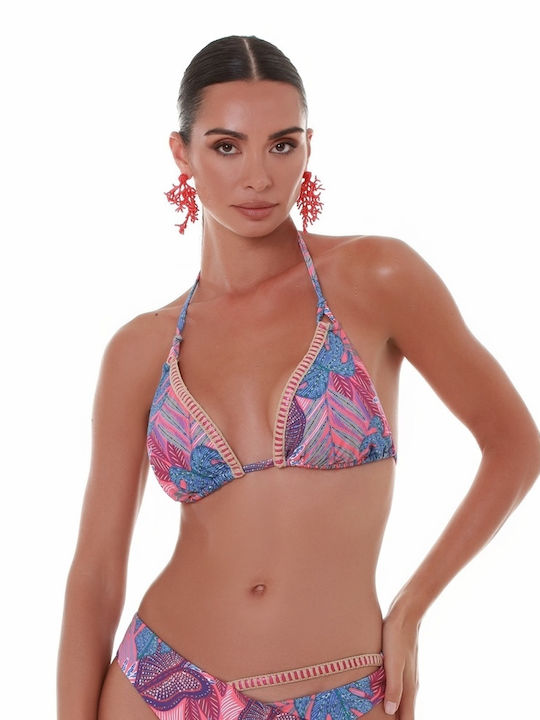 Bikini Τριγωνάκι B Cup με Ενίσχυση Floral Blue