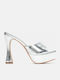 Mules from Patent Leather with Chunky High Heel in Silver Color