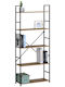 Bookcase Artemis-60144 Oak 5 Shelves 58.6x23.5x144cm Black Metal Frame
