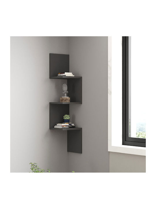 Corner Shelf Wall Insta Charcoal 25x25x105.5cm