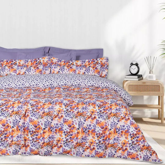Das Home Сет Чаршафи с Ластик 170x200+35см. Casual 5430 Orange, Purple 4бр