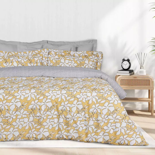 Das Home Сет Чаршафи с Ластик 170x200+35см. Casual 5432 Ochre, White 4бр