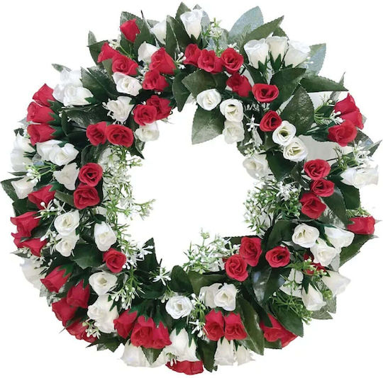 Red Champagne Rosebud Flower Wreath Ø42cm 16/box 13-24340-4