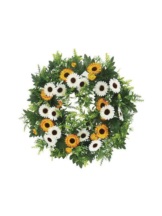 Blumenkranz Ecru Orange Gänseblümchen Ø42cm 1/16kib 13-24337-2
