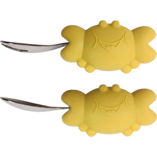 Queen Mother Baby Cutlery Set with Fork Little Crab Metal Yellow 2 Pieces