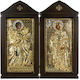 Diptych of the Annunciation of the Theotokos Wooden Icon Gold Background 42 X 21 Cm Authentic Product of Vatopedi Monastery Holy Great Monastery Vatopedi Imv_28803