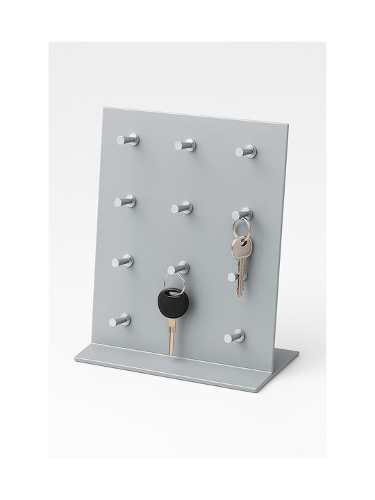 Giaspiti Tabletop Key Holder 9 Positions Metal Nickel 20x4x30m