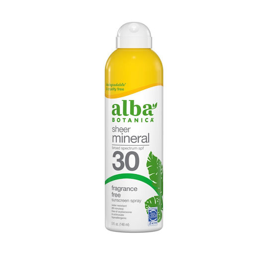 Alba Botanica Sheer Mineral Αδιάβροχο Αντηλιακό Mist για το Σώμα SPF30 148ml