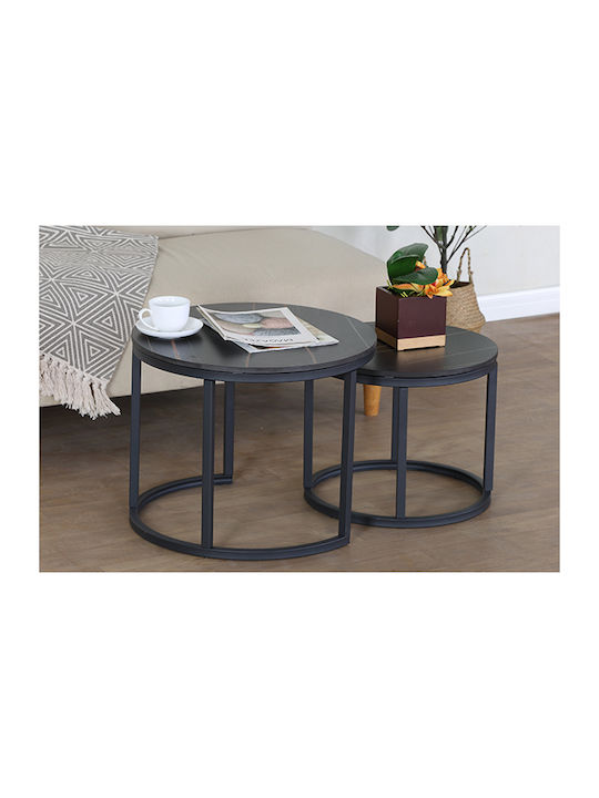 Round Zigon Set Cirki Metal Black 2 Pieces W53xL53xH47cm
