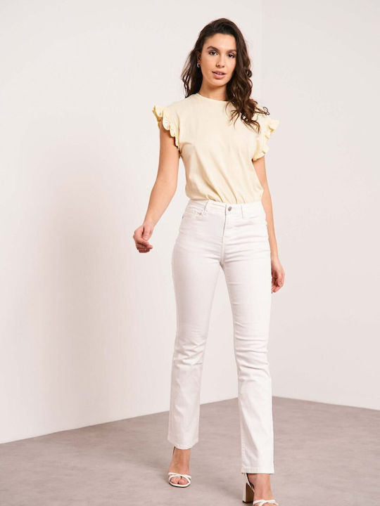 Women's Jean Trousers Flared White