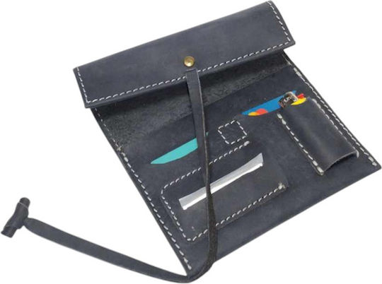 Gk Shoes Lederne Tabaktasche mit Verschluss 10x16.5cm Smoke Black
