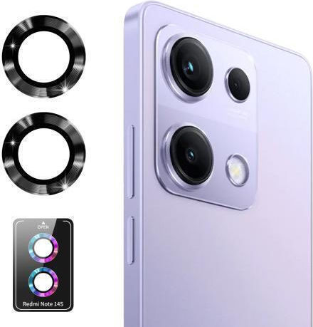 Redmi Note 14s Enkay Hat-prince 9h Rear Camera Lens Aluminium Alloy Tempered Glass Film Black