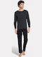 Pijadore Black Men's Button Design Pyjama – Long Sleeve Pjdr1824-1-black