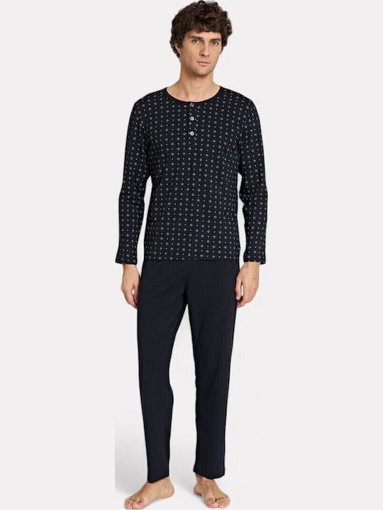 Pijadore Schwarzes Herren-Pyjama-Design – Langarm Pjdr1822-2-schwarz