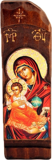 Wooden Icon Virgin Mary & Jesus Christ N9 30x10cm