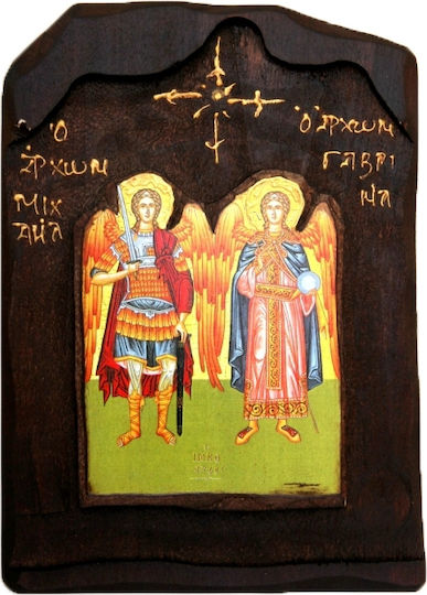 Holz-Ikone der Erzengel Michael und Gabriel G2 30x22cm