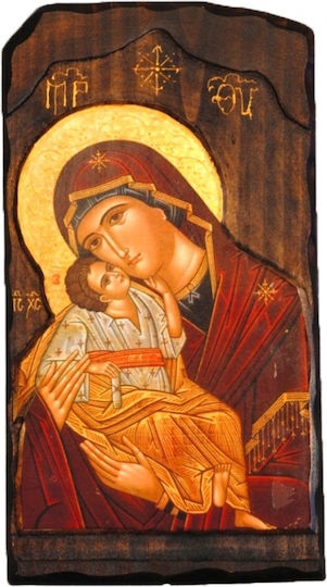 Wooden Icon of Virgin Mary & Jesus Christ G3 38x25cm