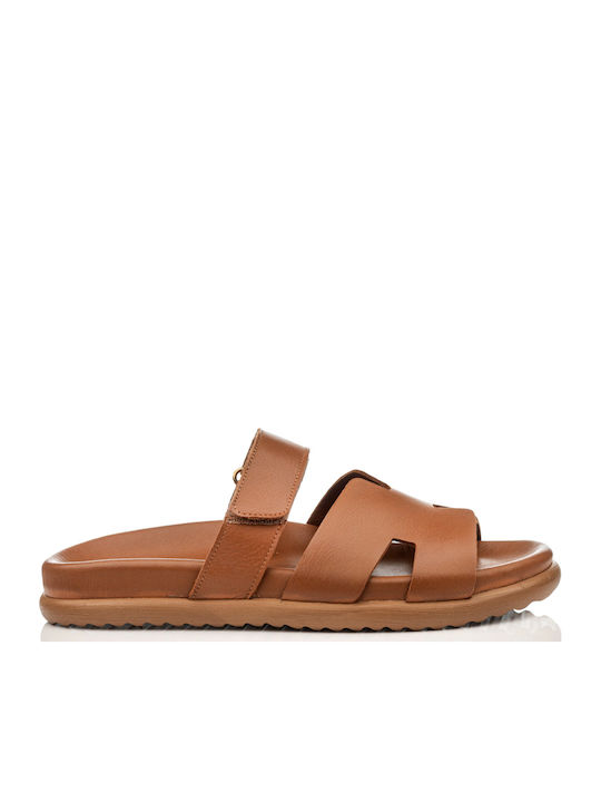 Mago Shoes Δερμάτινα Σανδάλια Καφέ