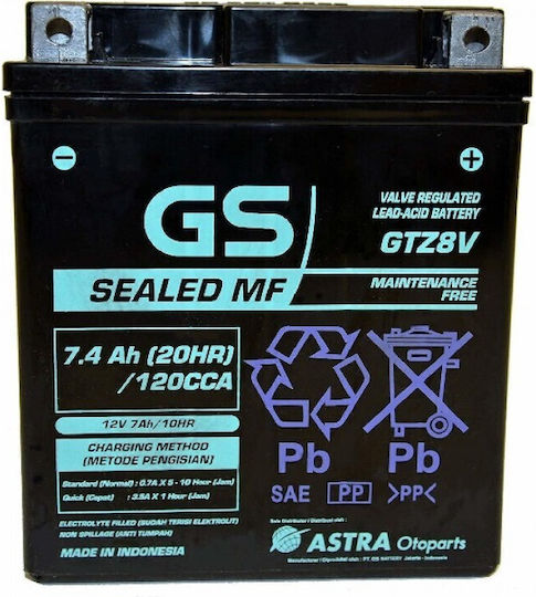 GS Motorcycle Battery 120A with Capacity 7.4Ah