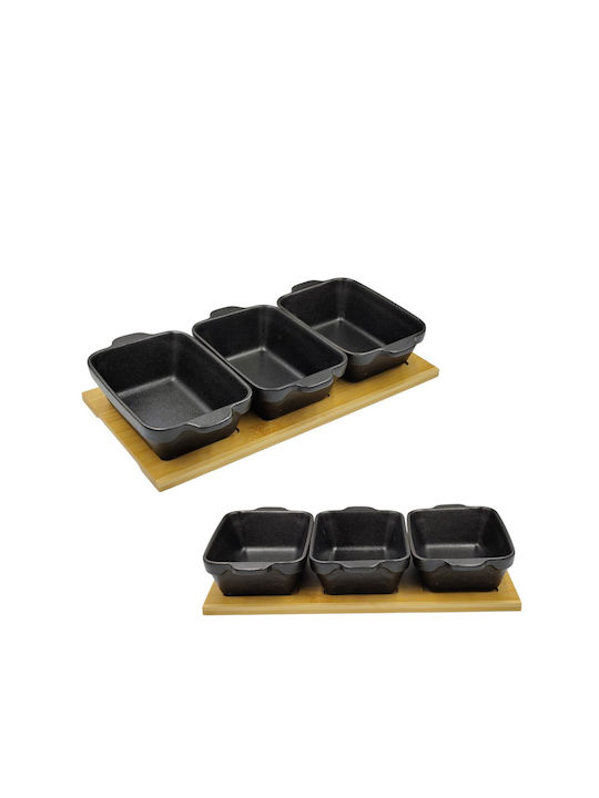 Galifas Wooden Dessert Divided Serving Tray Black 4pcs