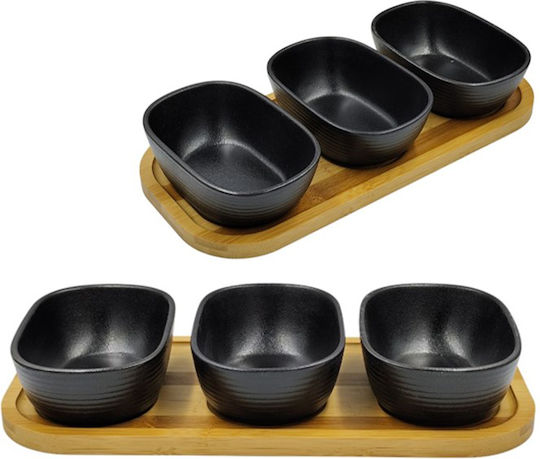 Galifas Wooden Dessert Divided Serving Tray Black 4pcs