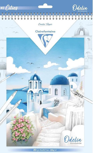 Odelia Drawing Pad A4 20 Sheets 250 Gr Cities Clairefontaine