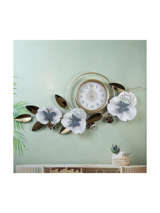 Iciclio Metal Wall Clock Flowers 105.5x8.5x51cm 72033632